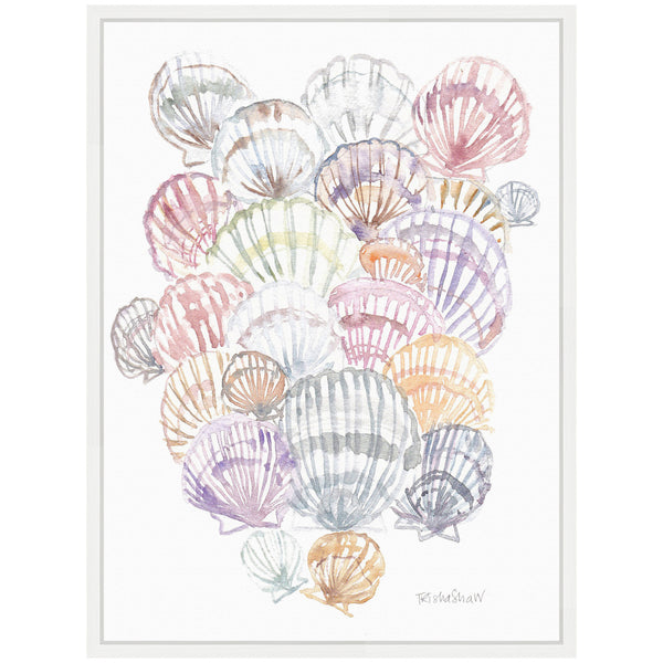 Kate & Laurel Sylvie Pale Pastel Shells Framed Canvas By Patricia Shaw