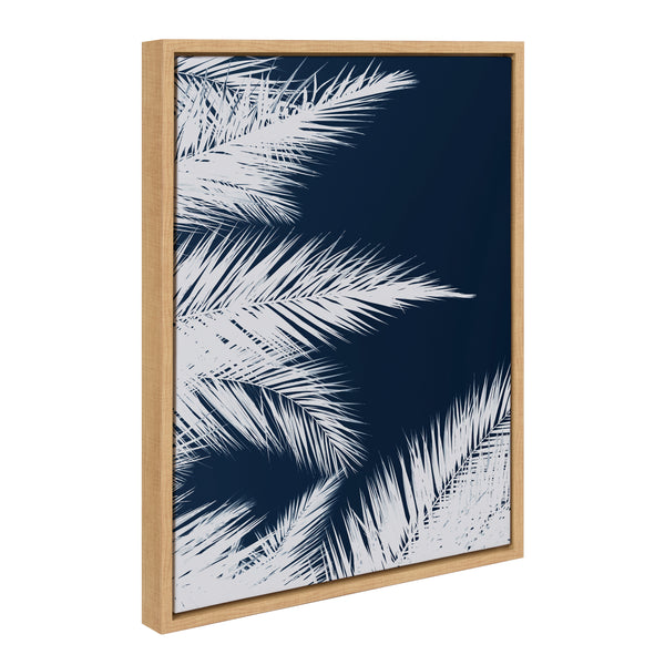 Kate & Laurel Sylvie Palm Cyanotype 1 Framed Canvas By Alicia Bock