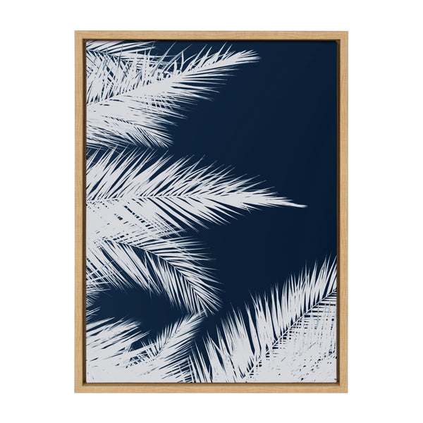 Kate & Laurel Sylvie Palm Cyanotype 1 Framed Canvas By Alicia Bock