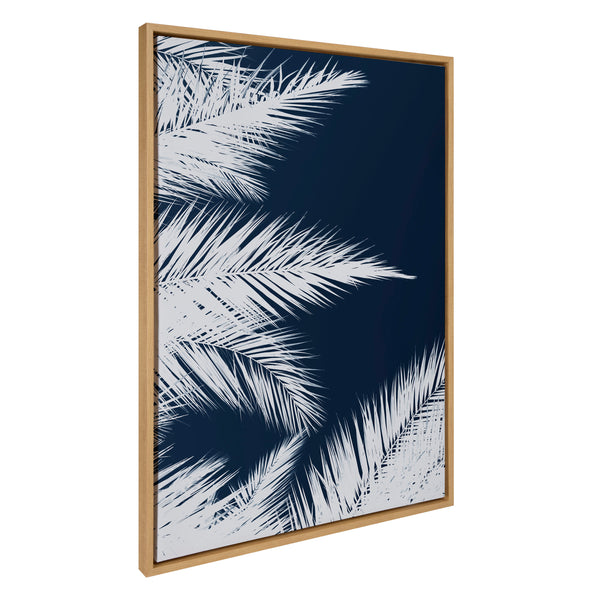 kate & laurel Sylvie Palm Cyanotype 1 Framed Canvas by Alicia Bock