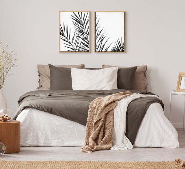 Kate & Laurel Sylvie Palm I And II BW Framed Canvas By Amy Lighthall