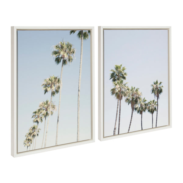 Kate & Laurel Sylvie Palm Tree Row And LA Summer Framed Canvas By Caroline Mint