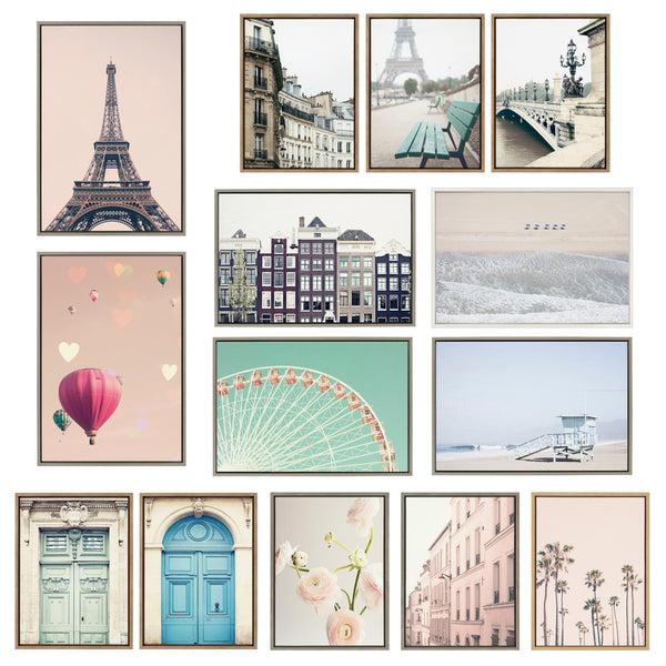 Kate & Laurel Sylvie Palm Tree Row And LA Summer Framed Canvas By Caroline Mint