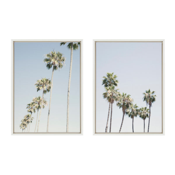 kate & laurel Sylvie Palm tree Row and LA Summer Framed Canvas by Caroline Mint