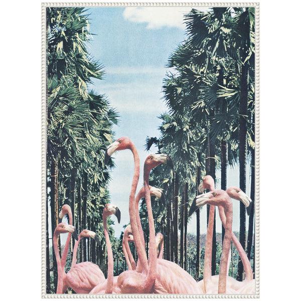Kate & Laurel Sylvie Palm Trees And Flamingos Framed Canvas By Sarah Eisenlohr