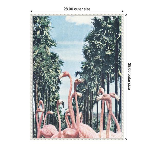 Kate & Laurel Sylvie Palm Trees And Flamingos Framed Canvas By Sarah Eisenlohr