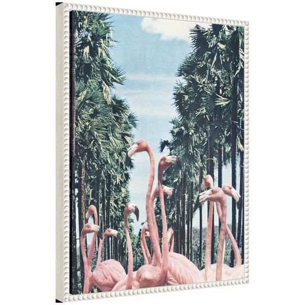 kate & laurel Sylvie Palm Trees and Flamingos Framed Canvas by Sarah Eisenlohr