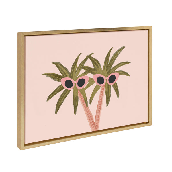 Kate & Laurel Sylvie Palm Trees And Sun Framed Canvas By Kendra Dandy