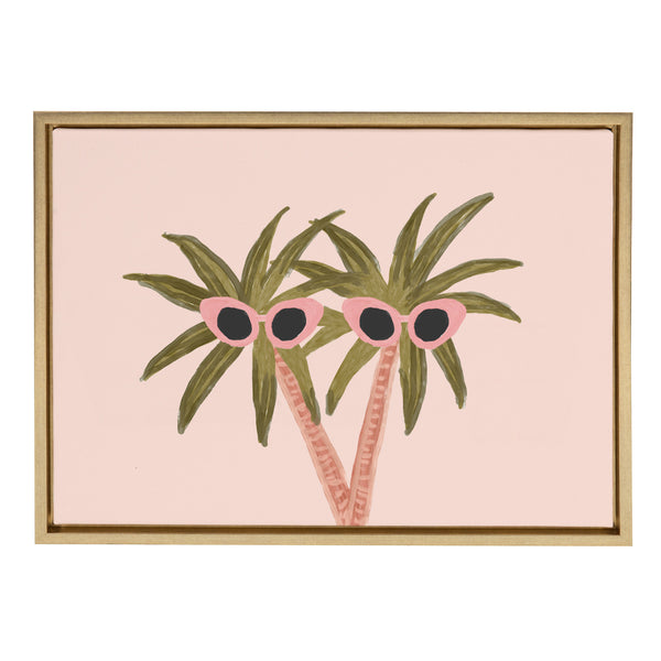 kate & laurel Sylvie Palm Trees And Sun Framed Canvas By Kendra Dandy