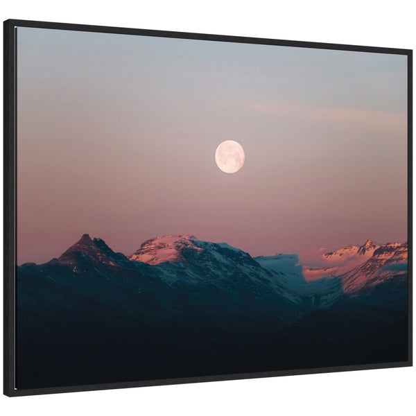 Kate & Laurel Sylvie Panoramic Pastel Moonrise Over Icelandic Mountains Framed Canvas By Michael Schauer