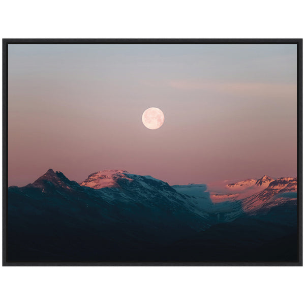 Kate & Laurel Sylvie Panoramic Pastel Moonrise Over Icelandic Mountains Framed Canvas By Michael Schauer