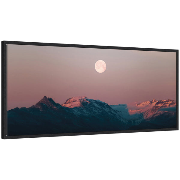 kate & laurel Sylvie Panoramic Pastel Moonrise over Icelandic Mountains Framed Canvas by Michael Schauer