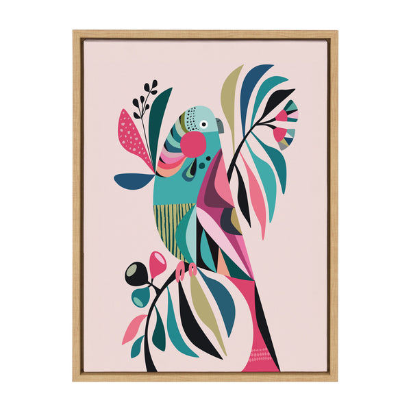 Kate & Laurel Sylvie Parakeet Framed Canvas By Rachel Lee Of My Dream Wall
