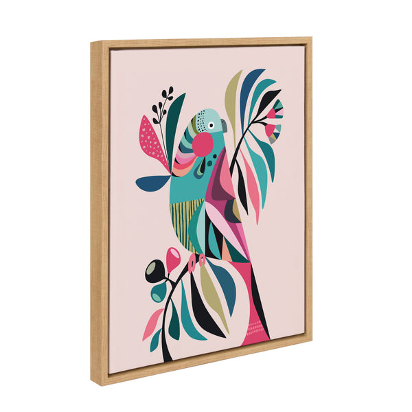 Kate & Laurel Sylvie Parakeet Framed Canvas By Rachel Lee Of My Dream Wall