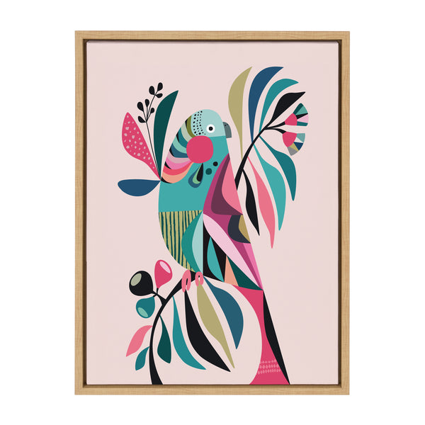 kate & laurel Sylvie Parakeet Framed Canvas by Rachel Lee of My Dream Wall