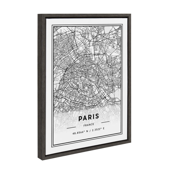 Kate & Laurel Sylvie Paris Modern Map Framed Canvas By Jake Goossen