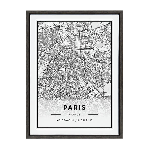 kate & laurel Sylvie Paris Modern Map Framed Canvas by Jake Goossen