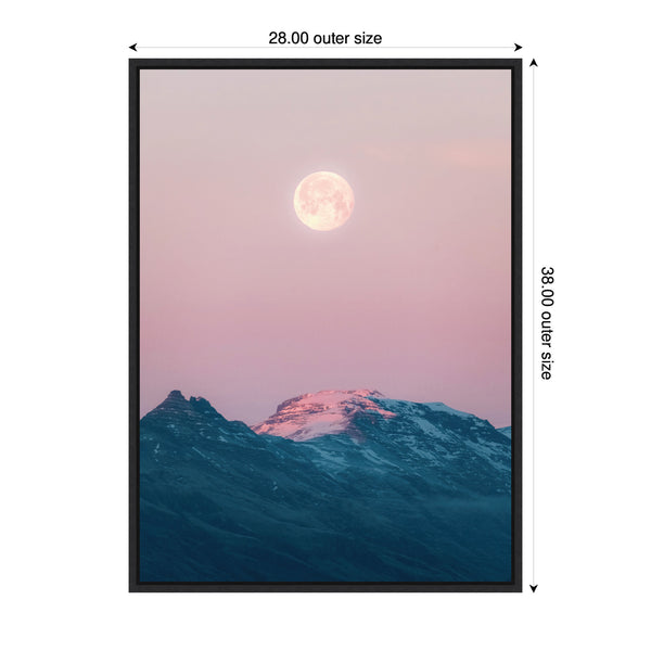 Kate & Laurel Sylvie Pastel Moonrise Over Icelandic Mountains Framed Canvas By Michael Schauer
