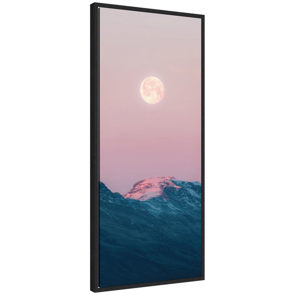 Kate & Laurel Sylvie Pastel Moonrise Over Icelandic Mountains Framed Canvas By Michael Schauer