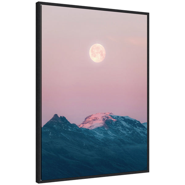 kate & laurel Sylvie Pastel Moonrise over Icelandic Mountains Framed Canvas by Michael Schauer