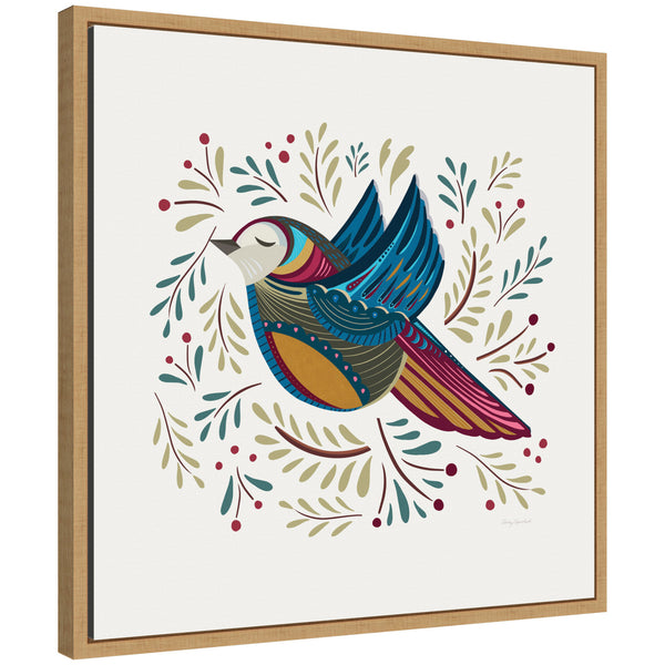 Kate & Laurel Sylvie Peace Bird Blue Framed Canvas By Carey Copeland