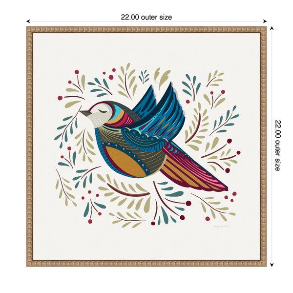 Kate & Laurel Sylvie Peace Bird Blue Framed Canvas By Carey Copeland