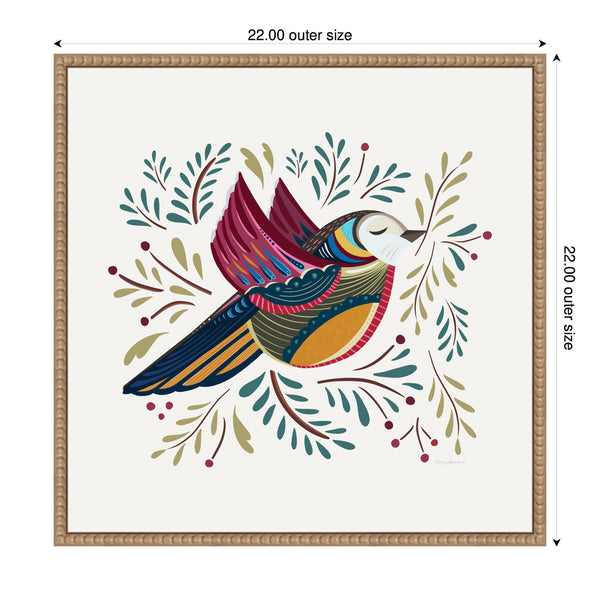 Kate & Laurel Sylvie Peace Bird Cream Framed Canvas By Carey Copeland