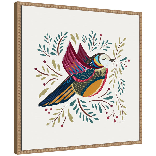 kate & laurel Sylvie Peace Bird Cream Framed Canvas by Carey Copeland