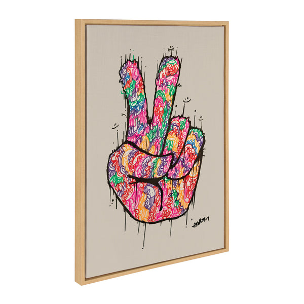 Kate & Laurel Sylvie Peace Sign Framed Canvas By Arm Of Casso