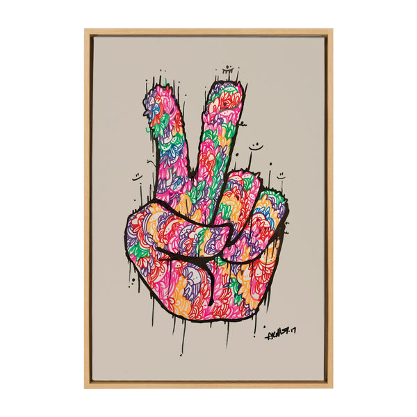 Kate & Laurel Sylvie Peace Sign Framed Canvas By Arm Of Casso