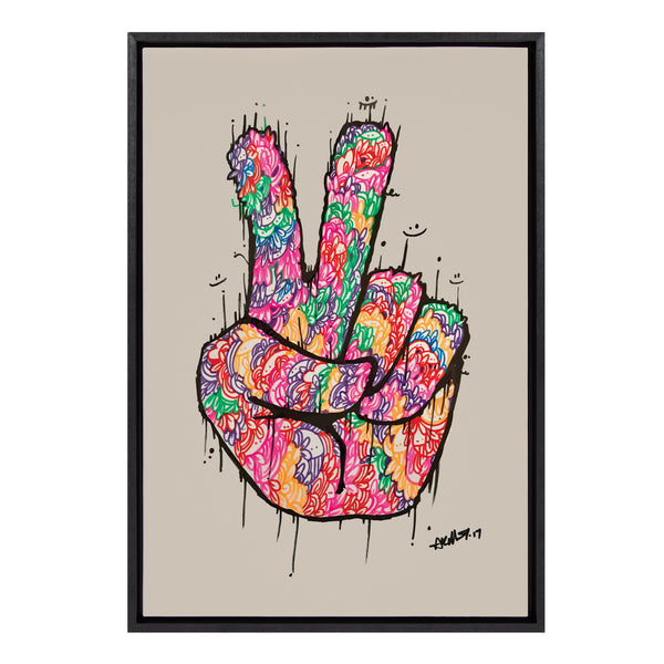 kate & laurel Sylvie Peace Sign Framed Canvas by Arm of Casso