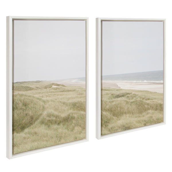 Kate & Laurel Sylvie Peaceful And Serene Coastal Landscape Left And Right Framed Canvas Art Set By The Creative Bunch Studio