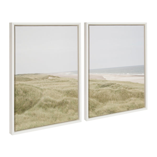 kate & laurel Sylvie Peaceful and Serene Coastal Landscape Left and Right Framed Canvas Art Set by The Creative Bunch Studio