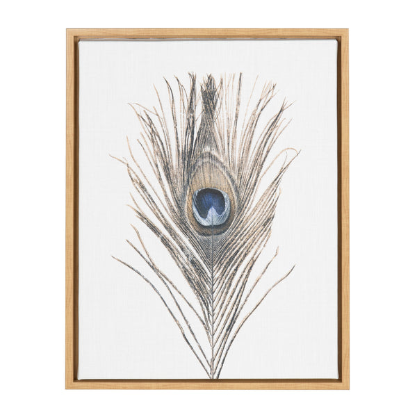 Kate & Laurel Sylvie Peacock Feather Framed Canvas By Simon Te Of Tai Prints