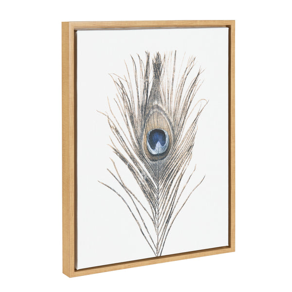 Kate & Laurel Sylvie Peacock Feather Framed Canvas By Simon Te Of Tai Prints