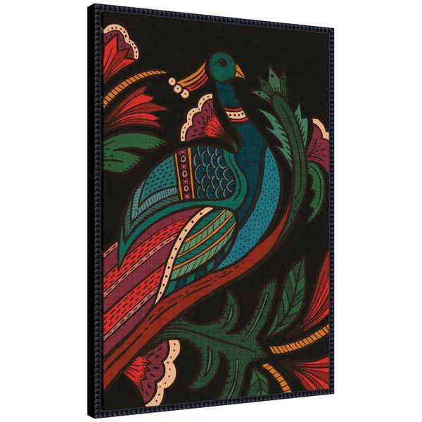 kate & laurel Sylvie Peacock Framed Canvas by Carey Copeland