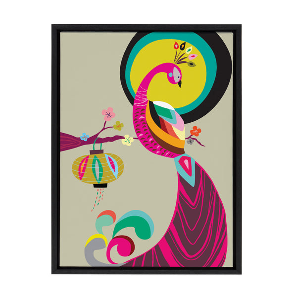 Kate & Laurel Sylvie Peacock Framed Canvas By Rachel Lee Of My Dream Wall