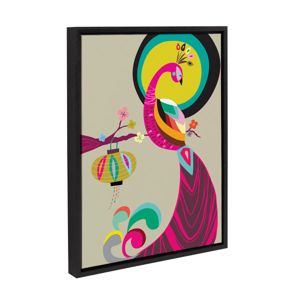 kate & laurel Sylvie Peacock Framed Canvas by Rachel Lee of My Dream Wall