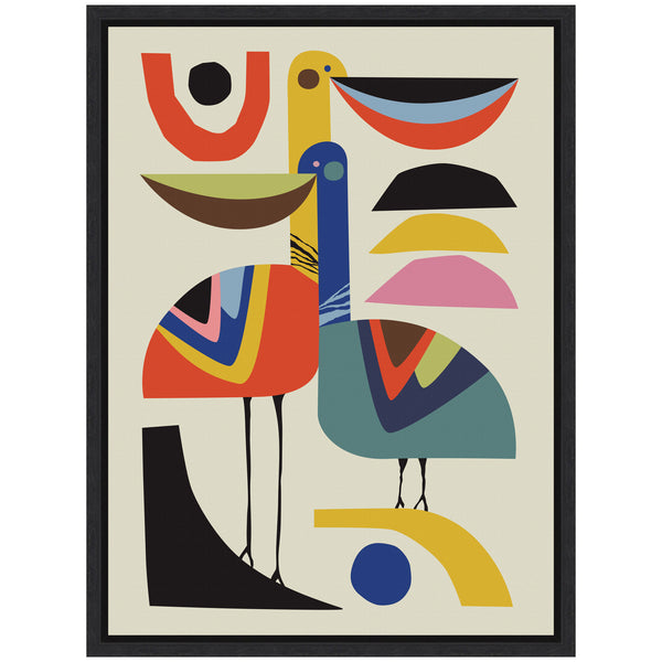 Kate & Laurel Sylvie Pelican Love Framed Canvas By Rachel Lee