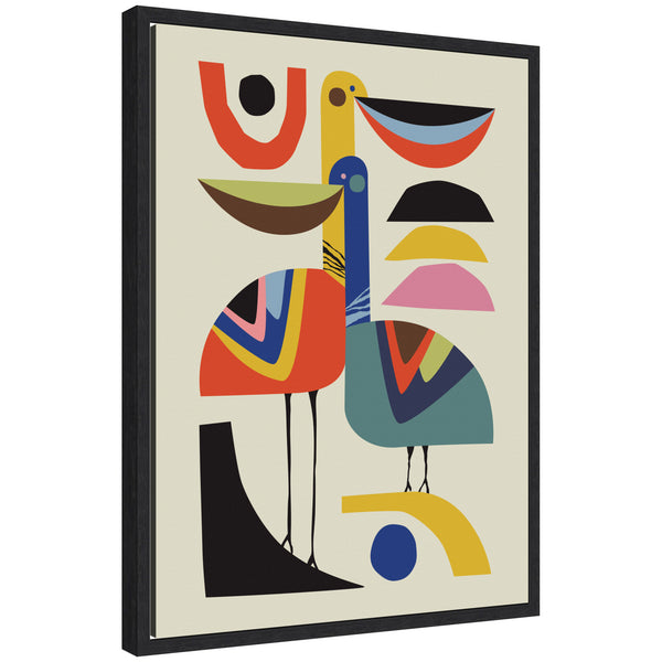 kate & laurel Sylvie Pelican Love Framed Canvas by Rachel Lee