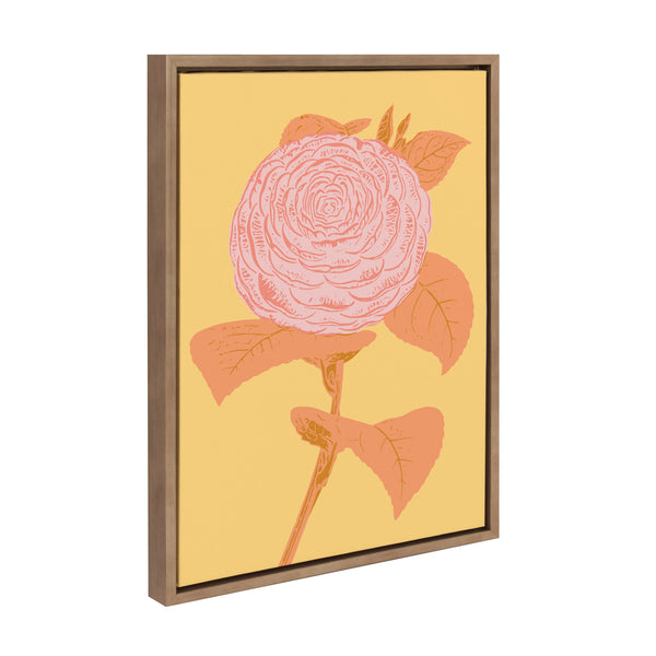 Kate & Laurel Sylvie Peony In Yellow Framed Canvas By Apricot And Birch