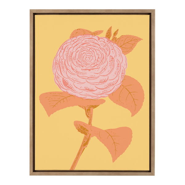 kate & laurel Sylvie Peony in Yellow Framed Canvas by Apricot and Birch