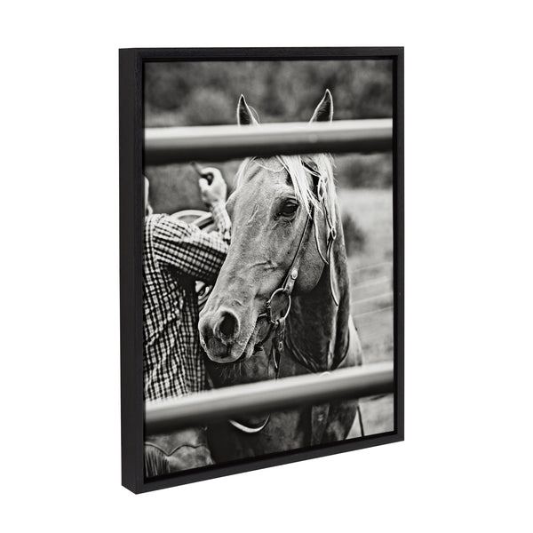 Kate & Laurel Sylvie Photo Saddling Horse Framed Canvas By The Whiskey Ginger