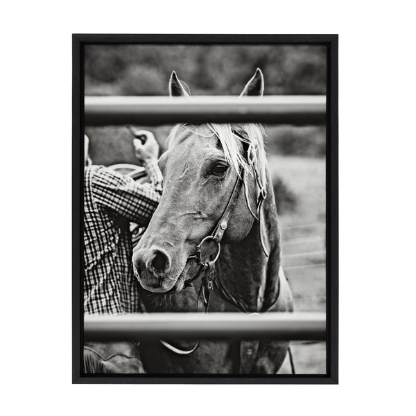 Kate & Laurel Sylvie Photo Saddling Horse Framed Canvas By The Whiskey Ginger