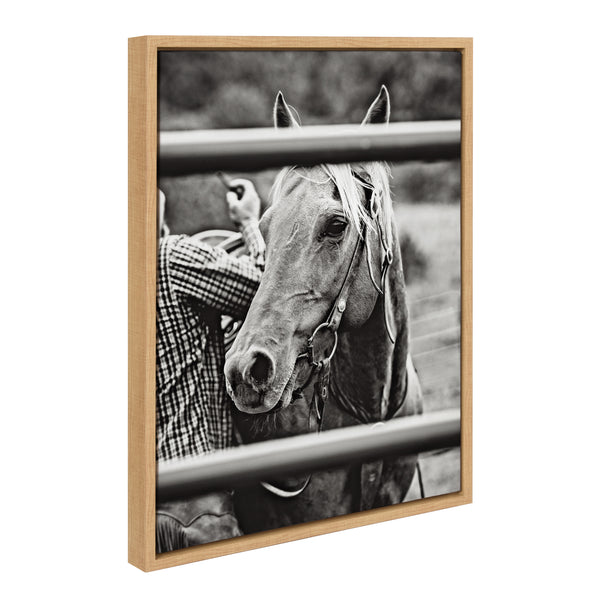 kate & laurel Sylvie Photo Saddling Horse Framed Canvas by The Whiskey Ginger