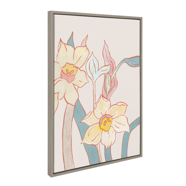 Kate & Laurel Sylvie Pine Ridge Daffodils Framed Canvas By Kate Aurelia Holloway