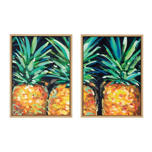 Kate & Laurel Sylvie Pineapples For Sale Left & Right Framed Canvas Art Set By Rachel Christopoulos