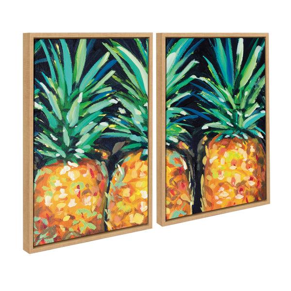 Kate & Laurel Sylvie Pineapples For Sale Left & Right Framed Canvas Art Set By Rachel Christopoulos