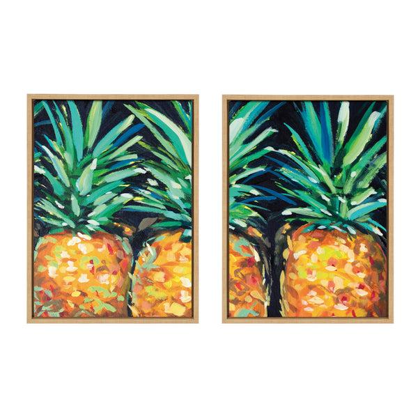 kate & laurel Sylvie Pineapples For Sale Left & Right Framed Canvas Art Set by Rachel Christopoulos