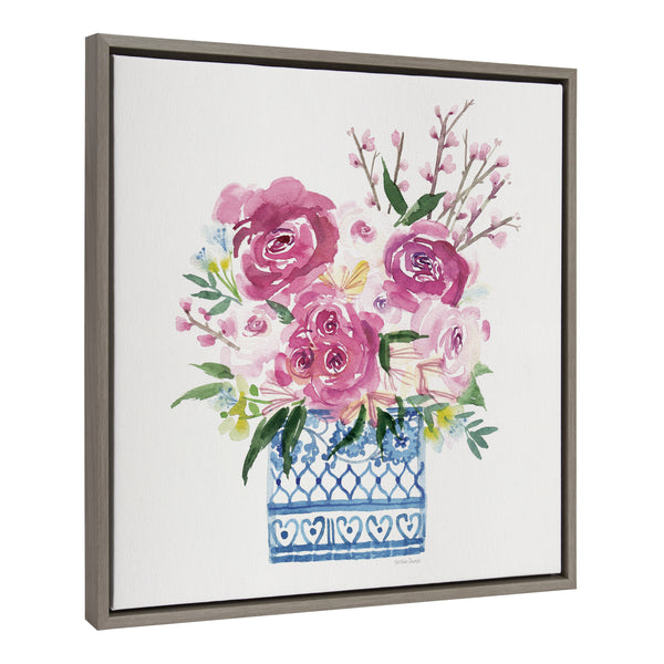 kate & laurel Sylvie Pink Blooms in Chinoiserie Framed Canvas by Patricia Shaw